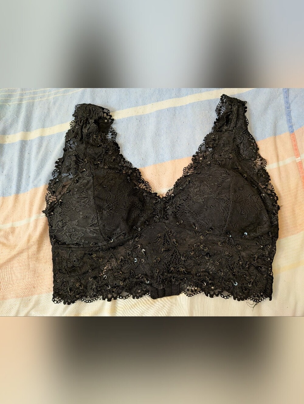 Black Lace Sequin Bralette